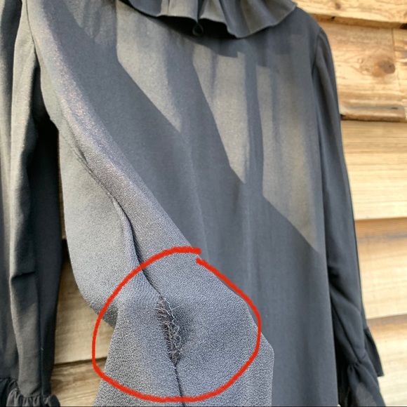 Vintage Mod Ruffle Neck Women’s Black Dress - Picture 15 of 16